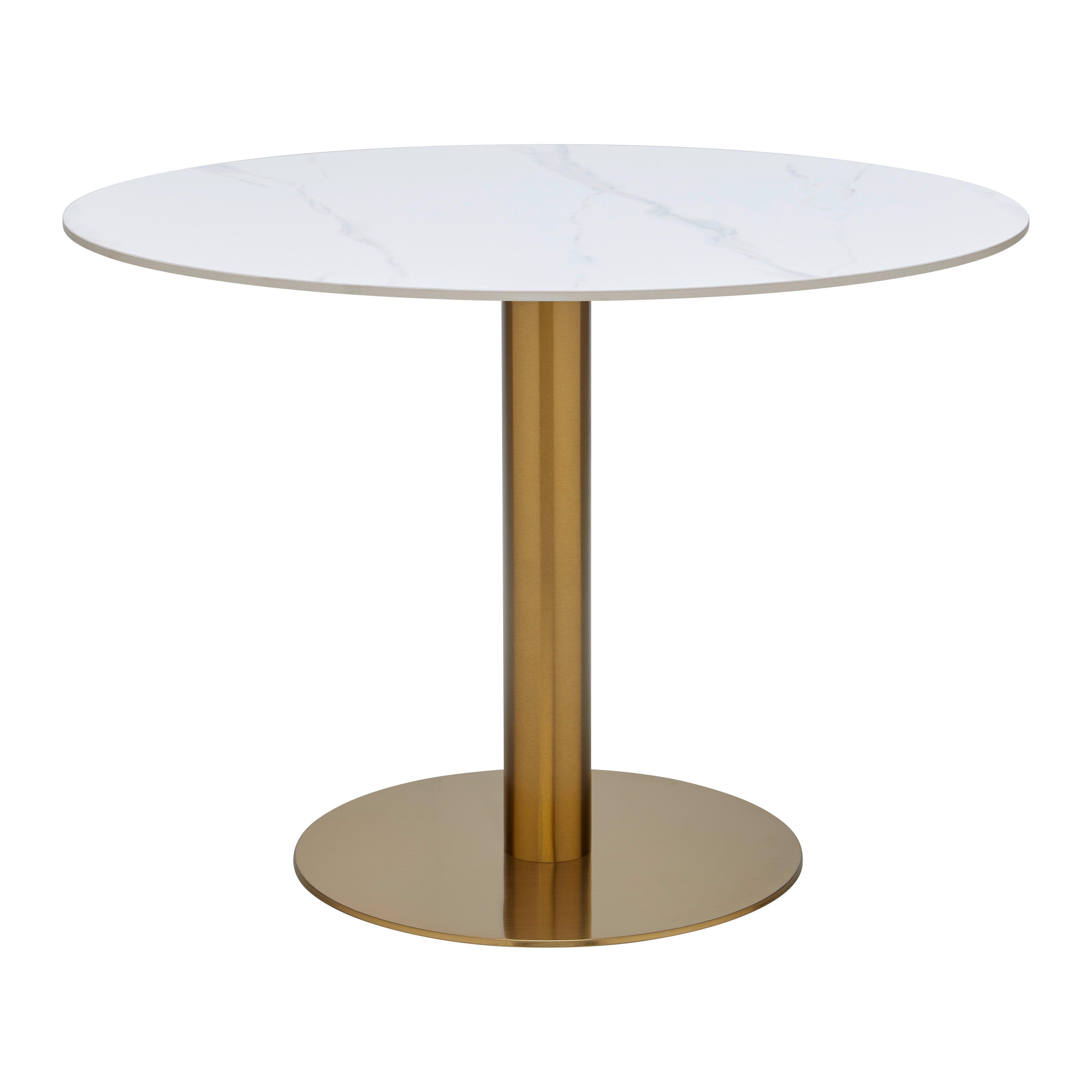Esstisch Mirac Weiß/Goldfarben - Goldfarben/Weiß, Trend, Holzwerkstoff/Stein (105/75cm) - Mömax