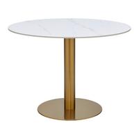 Esstisch Mirac Weiß/Goldfarben - Goldfarben/Weiß, Trend, Holzwerkstoff/Stein (105/75cm) - Mömax