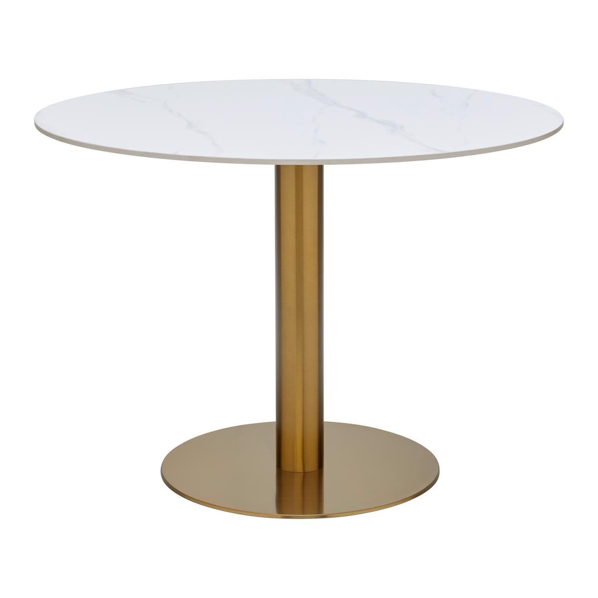 Esstisch Mirac Weiß/Goldfarben - Goldfarben/Weiß, Trend, Holzwerkstoff/Stein (105/75cm) - Mömax