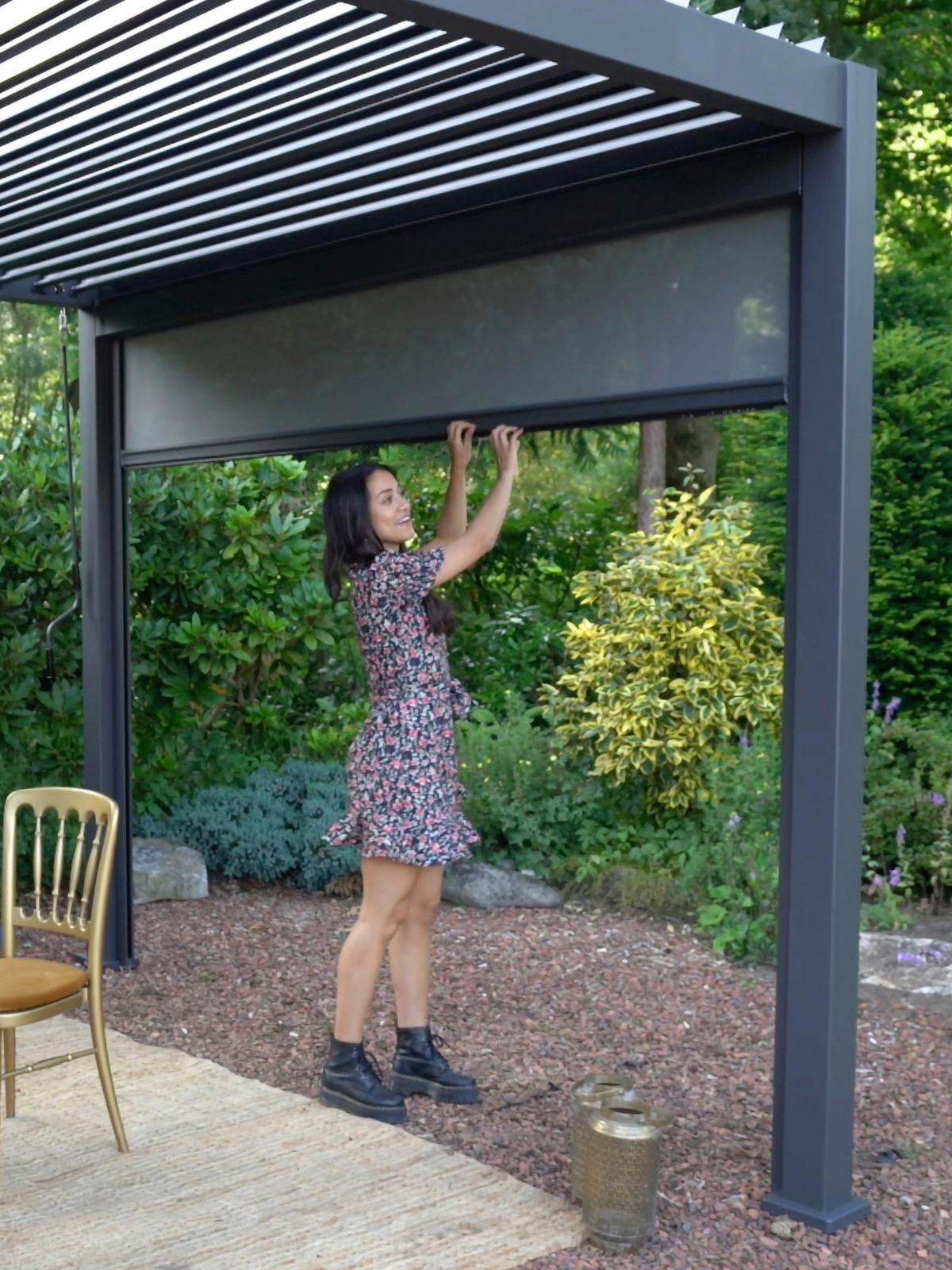 Pergola-Rollo ca. 300x250 cm Grau - Anthrazit/Grau, MODERN, Textil/Metall (300/250/10cm) - Gardenson