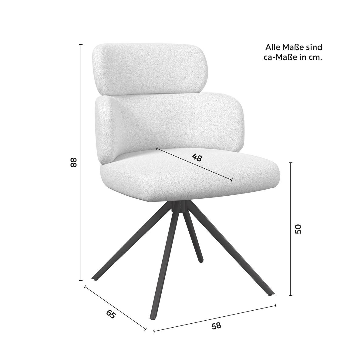 Karosszék Forgatható Karo - krémszínű/fekete, Modern, textil/fém (58/88/65cm) - Bessagi Home