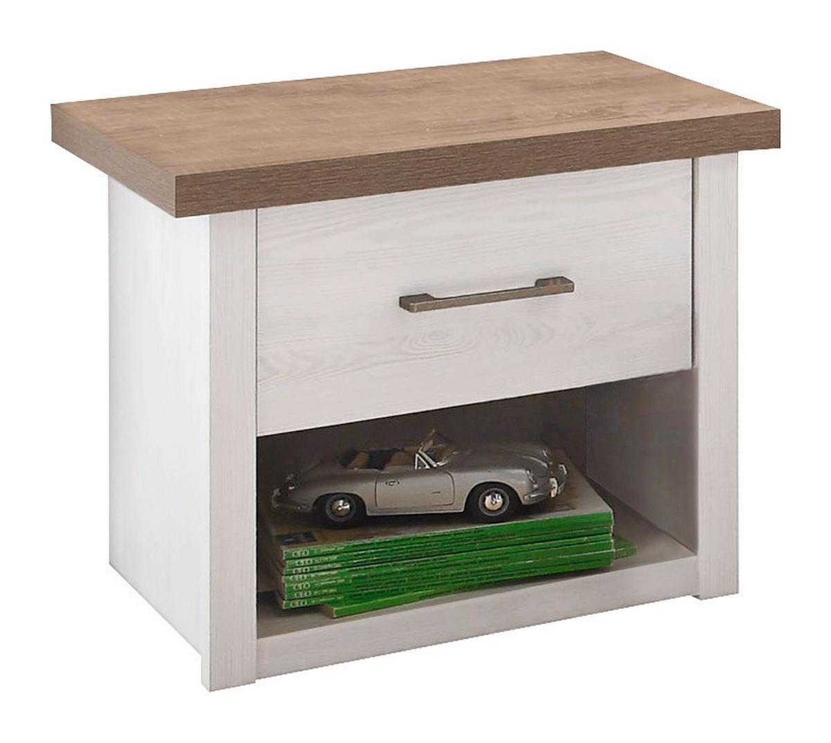 SZAFKA NOCNA LUCA - kolor dębu truflowego/biały, Lifestyle, materiał drewnopochodny/metal (51/46/43cm) - Carryhome