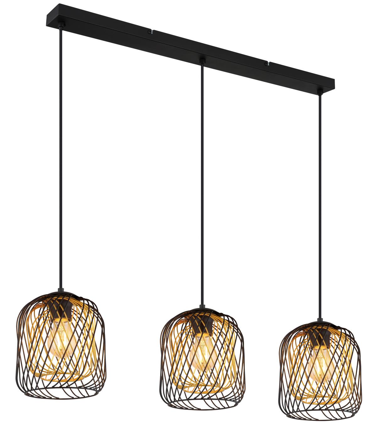 HÄNGELEUCHTE 15965-3HS DICHTI - Goldfarben/Schwarz, Basics, Kunststoff/Metall (84/18/150cm) - Globo
