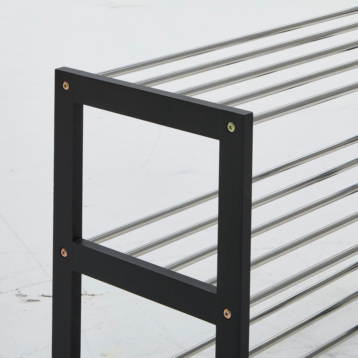 REGAŁ NA BUTY CARINA - kolor srebrny/czarny, Basics, materiał drewnopochodny/metal (77.8/55.8/34.4cm) - Carryhome