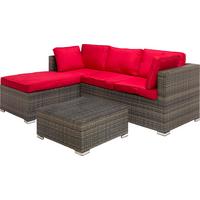 Lounge Garnitura Leona Rdeča, Rjava, 3-Delni Set - rdeča/rjava, Moderno, kovina/umetna masa (146/199cm) - Modern Living