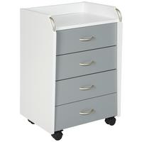 Rollcontainer Printi Grau/Weiß - Silberfarben/Weiß, KONVENTIONELL, Holzwerkstoff/Kunststoff (40/65/36cm) - MID.YOU