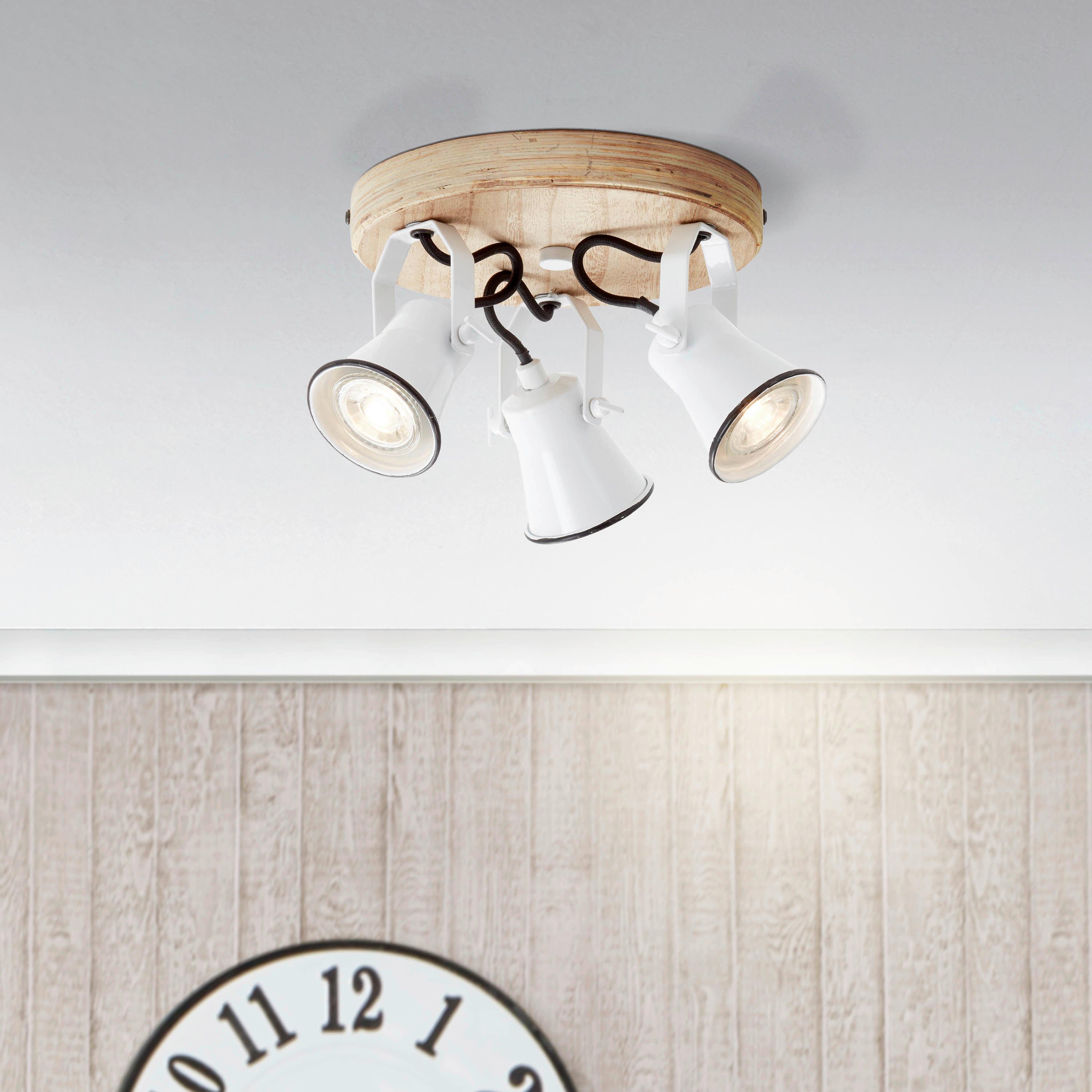 Deckenleuchte Seed in Weiß max. 5 Watt - Weiß, Natur, Holz/Metall (28/13cm) - Brilliant
