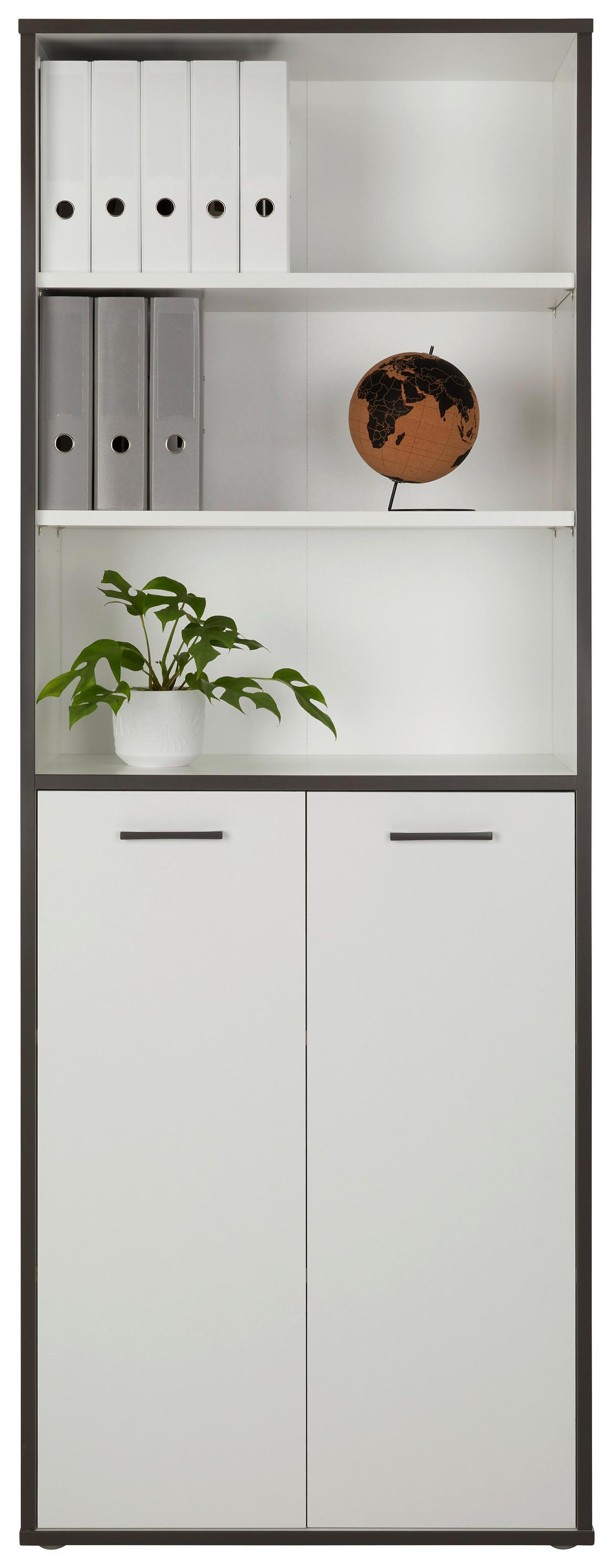 Regalkombination in Weiß/Grau - Weiß/Grau, MODERN, Holzwerkstoff/Kunststoff (84,5/226,5/41,5cm) - Mömax