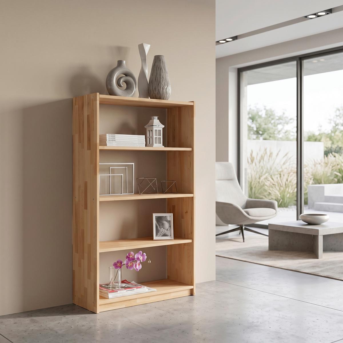 Regal Simon, Bukev, Masivno - barve bukve, Basics, les (80/145/31cm) - Livetastic