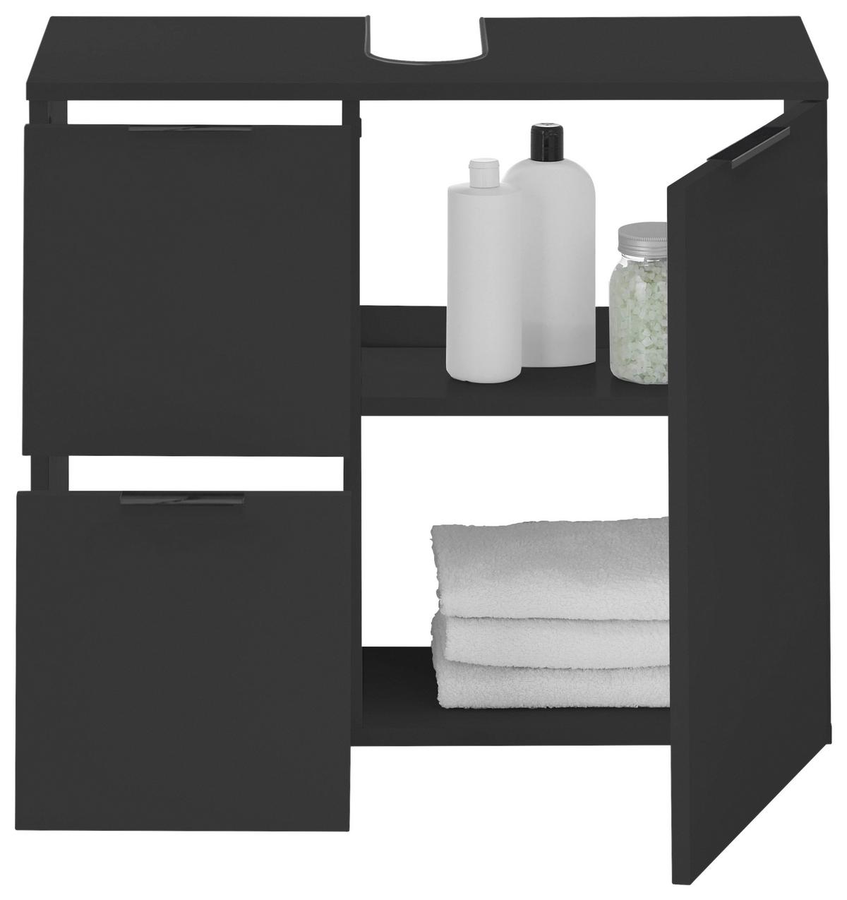 SZAFKA POD UMYWALKĘ PORTO - czarny, Konventionell, materiał drewnopochodny/tworzywo sztuczne (70/60/35cm) - Xora