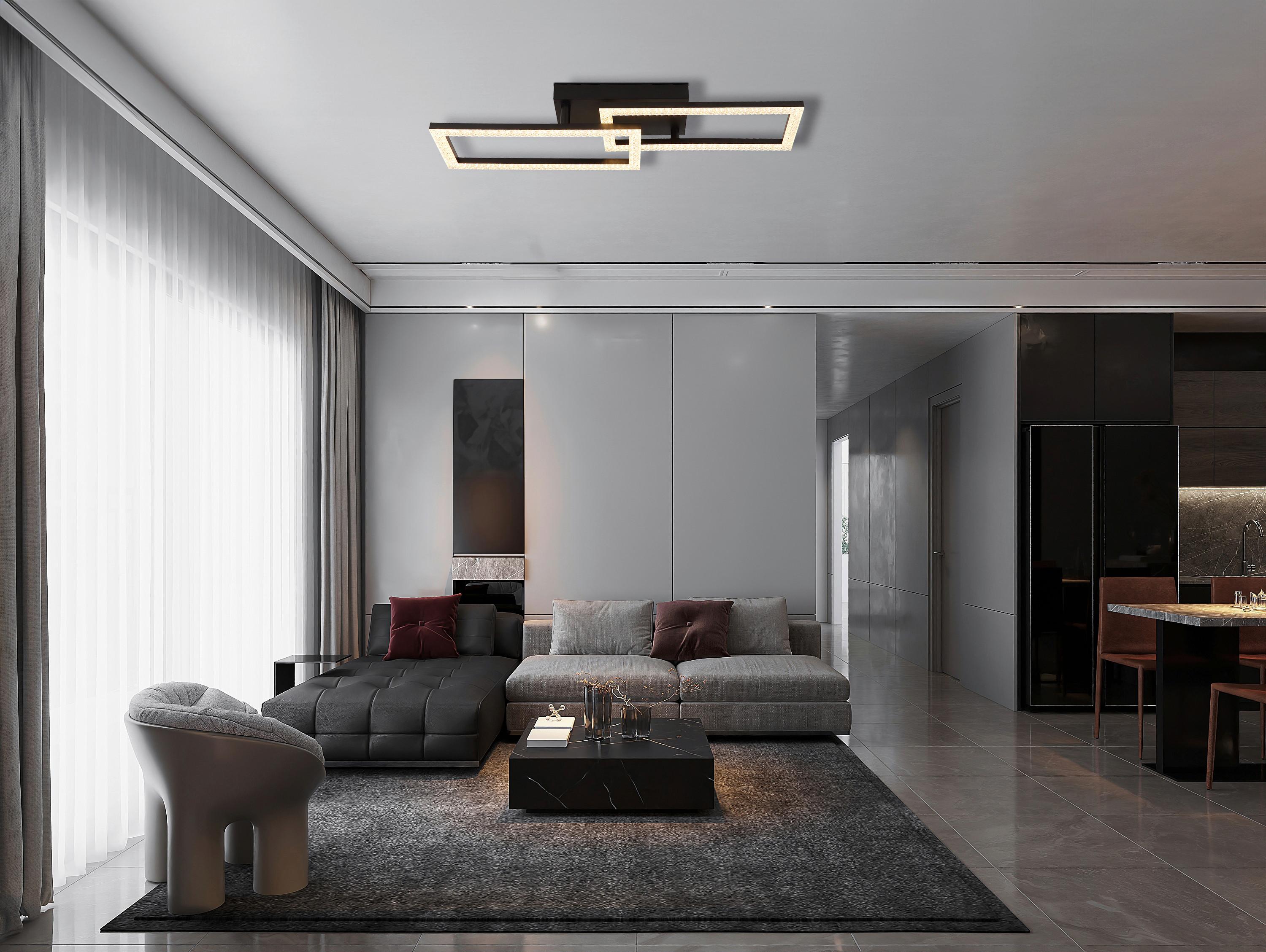 LED-Deckenleuchte Sapena Klar/Schwarz max. 20 Watt - Klar/Schwarz, Design, Kunststoff/Metall (61,5/19,5/9,3cm) - Globo