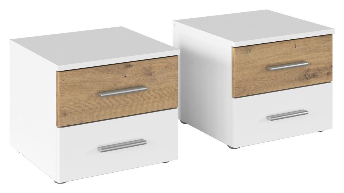 Set Noćnih Ormarića Foster - bijela/hrast Artisan, Konvencionalno, drvni materijal/plastika (40/36/40cm) - Modern Living