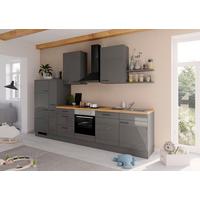 Küchenblock IBZ ohne Geräte ca. 330 cm Dunkelgrau - Eichefarben/Graphitfarben, Design, Holzwerkstoff/Metall (330cm) - Impuls