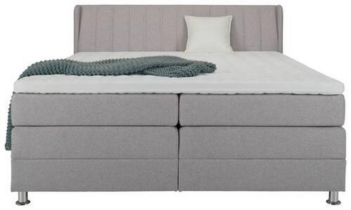 Boxspringbett in Grau ca. 160x200cm - Chromfarben/Grau, Konventionell, Kunststoff/Textil (160/200cm) - Premium Living