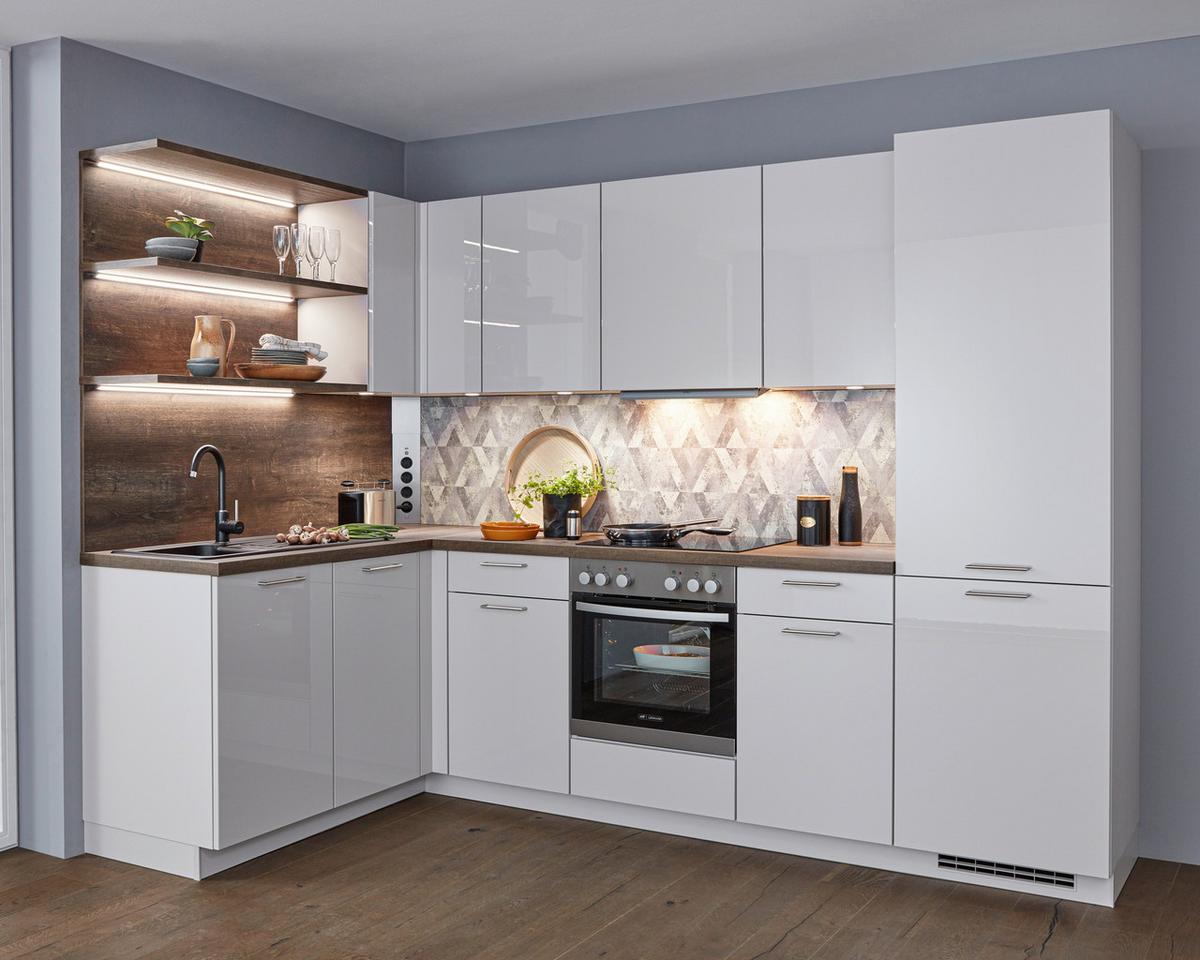 Eckküche Flash Grau Hochglanz - Grau Hochglanz, KONVENTIONELL, Holzwerkstoff (160/285cm) - Nobilia
