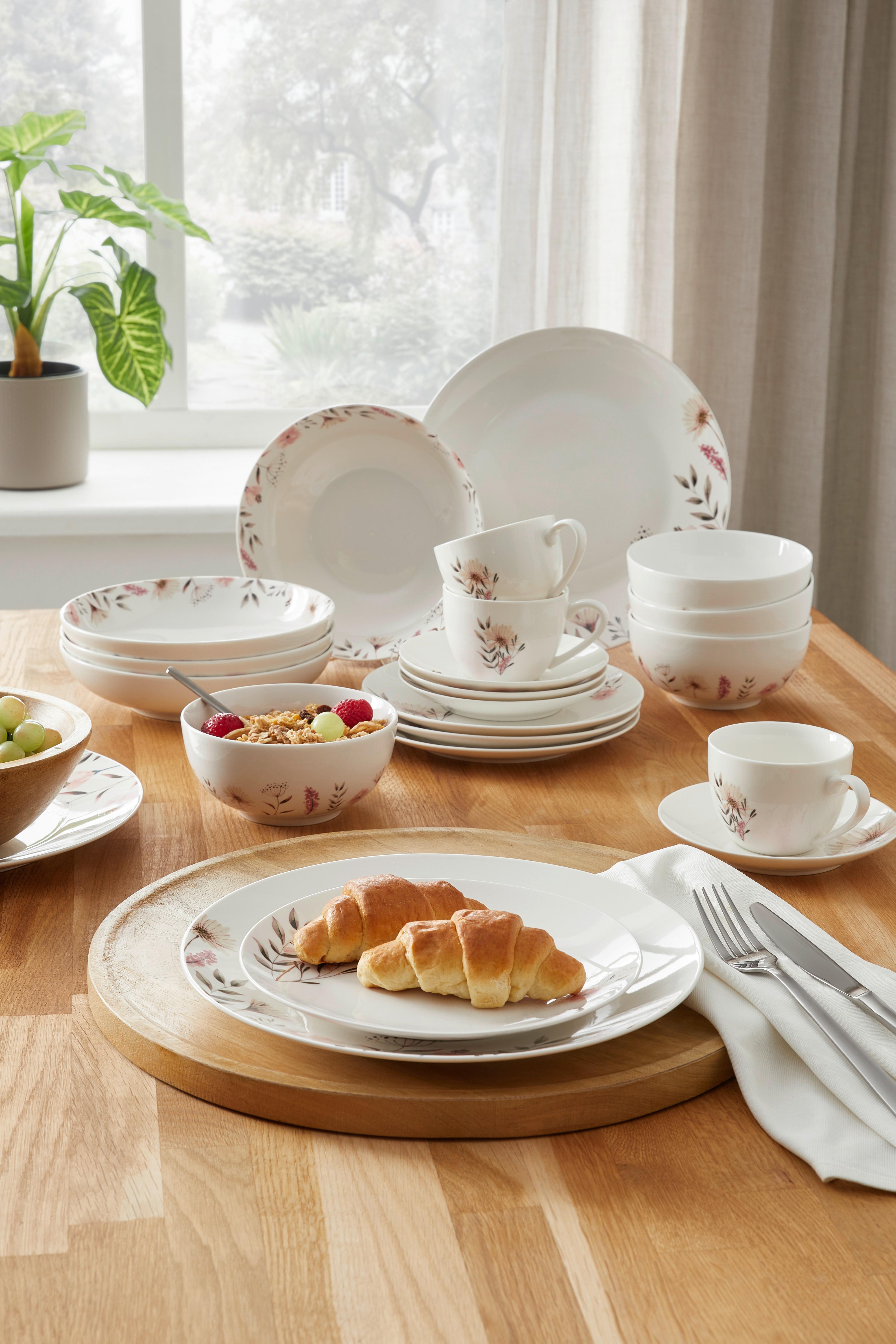 Kaffeetasse mit Untertasse Amelie aus Keramik ca. 220ml - Multicolor, ROMANTIK / LANDHAUS, Keramik (220ml) - Mömax
