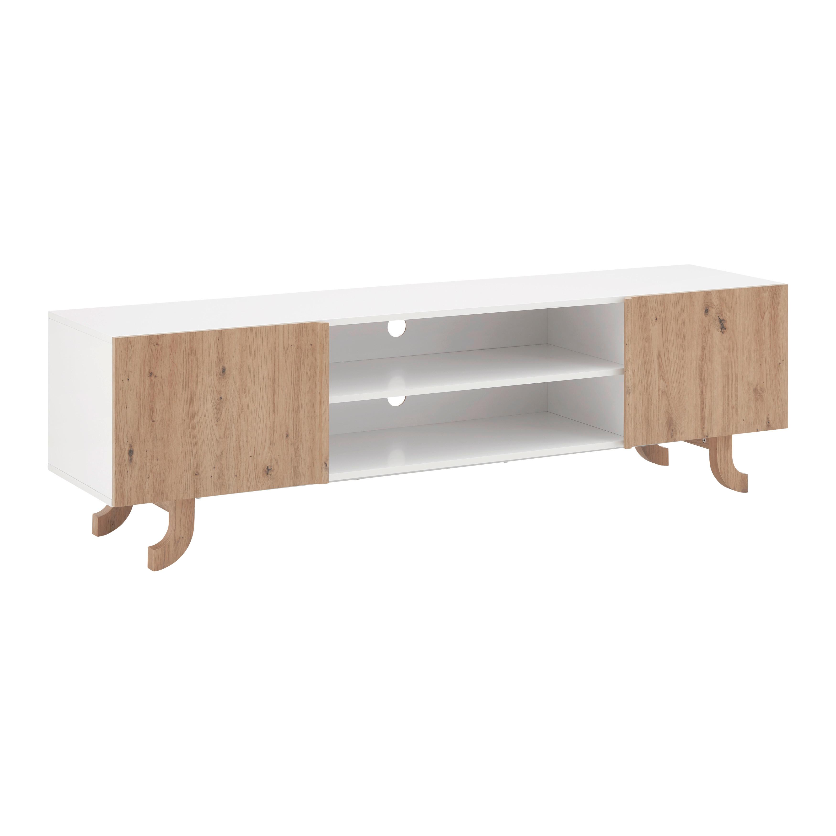 Tv-elem Vira - fehér/feketefenyő, Modern, fa (172/50/43cm) - Bessagi Home