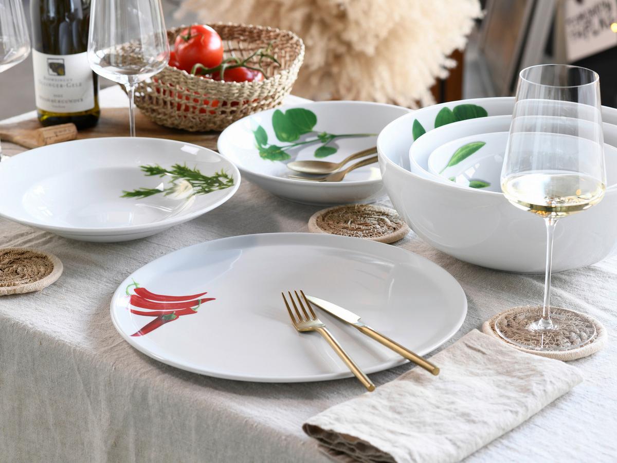 Pizzatellerset Europa Chilli in Weiß 4-teilig - Rot/Weiß, KONVENTIONELL, Keramik (33cm) - Creatable