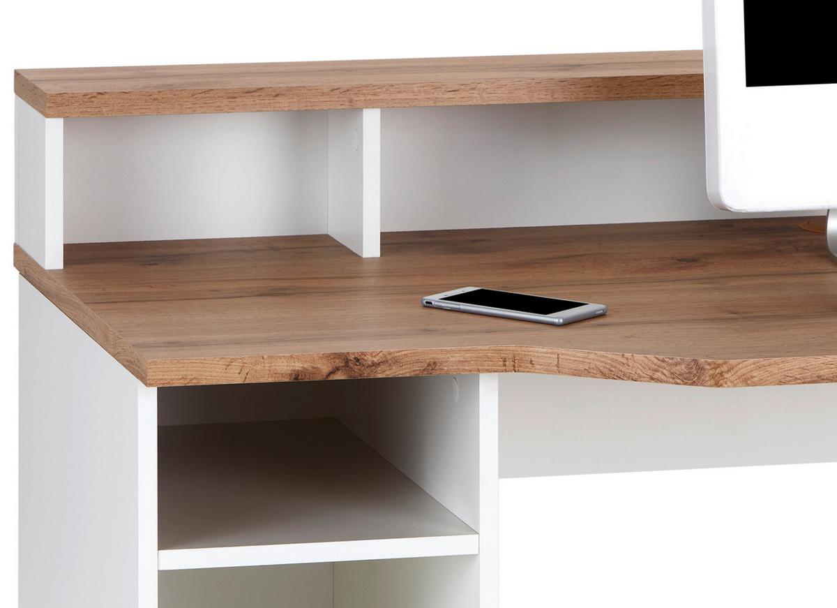 Radni Stol Tobi Mx 166 - bijela/boje hrasta, Moderno, drvni materijal/plastika (150/91/68cm) - Modern Living