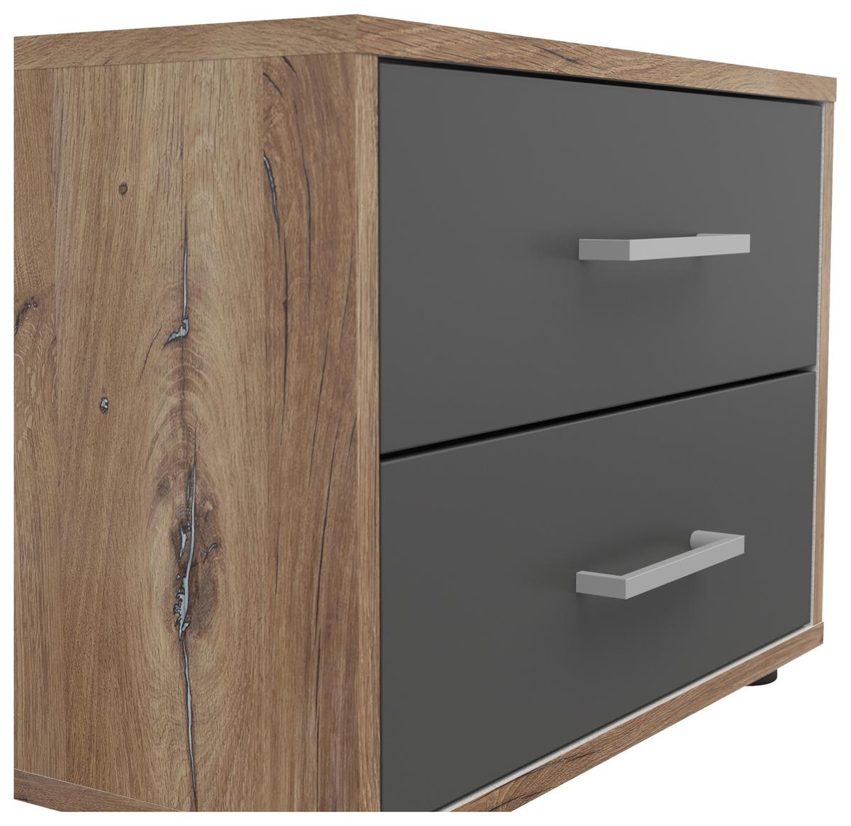 NOPTIERA SMART 2 - culoare lemn stejar/antracit, Basics, material pe bază de lemn (50/38/35cm)