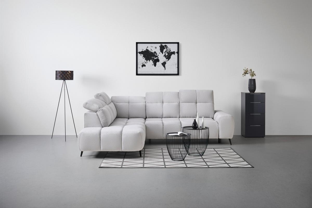 Kutna Garnitura Silvio - svijetlo siva/crna, Moderno, tekstil/metal (225/85-105/275cm) - Mömax