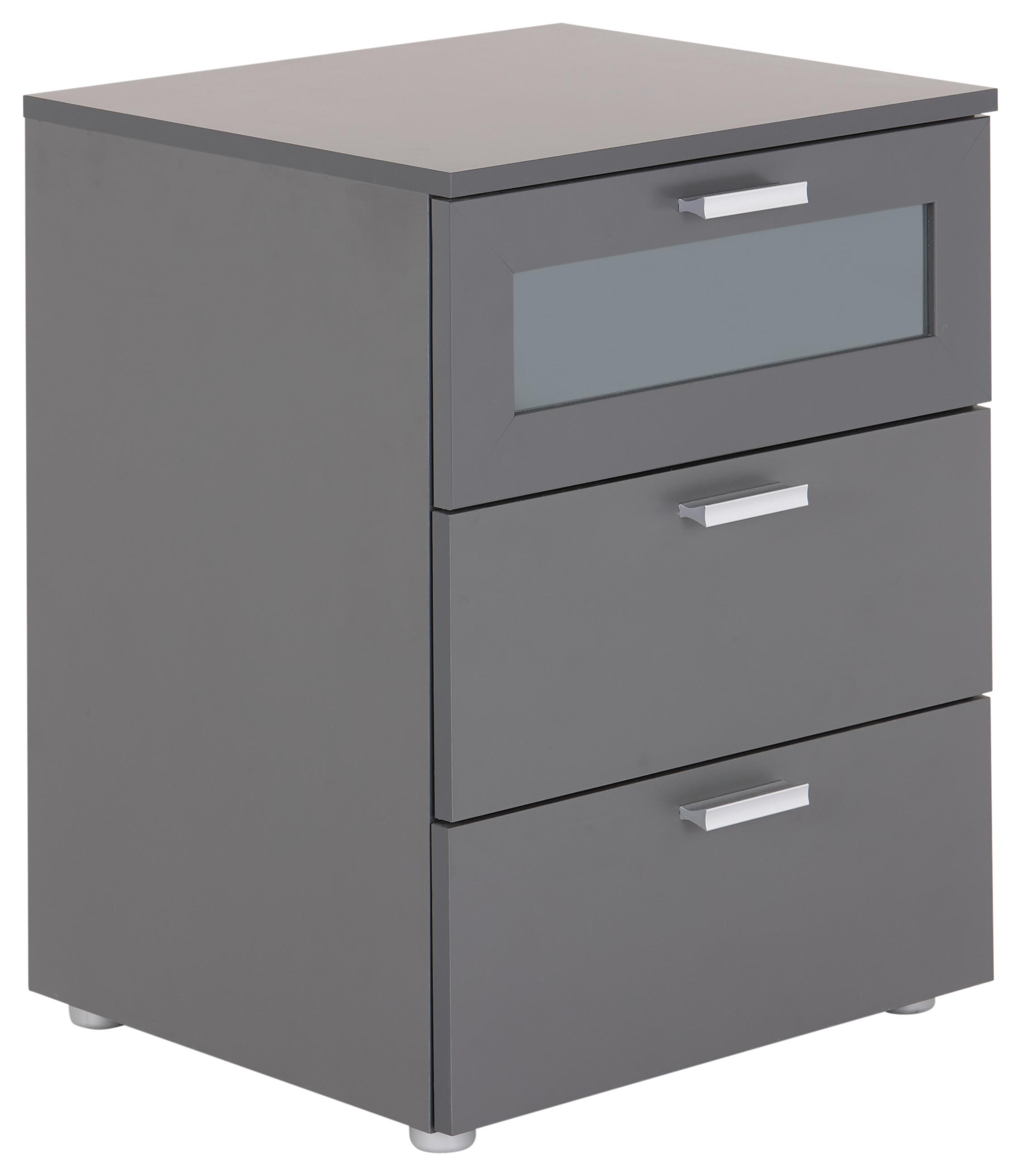 SÄNGBORD XENO - grafitfärgad/silver, Klassisk, trämaterial/glas (45/60/40cm) - Mömax