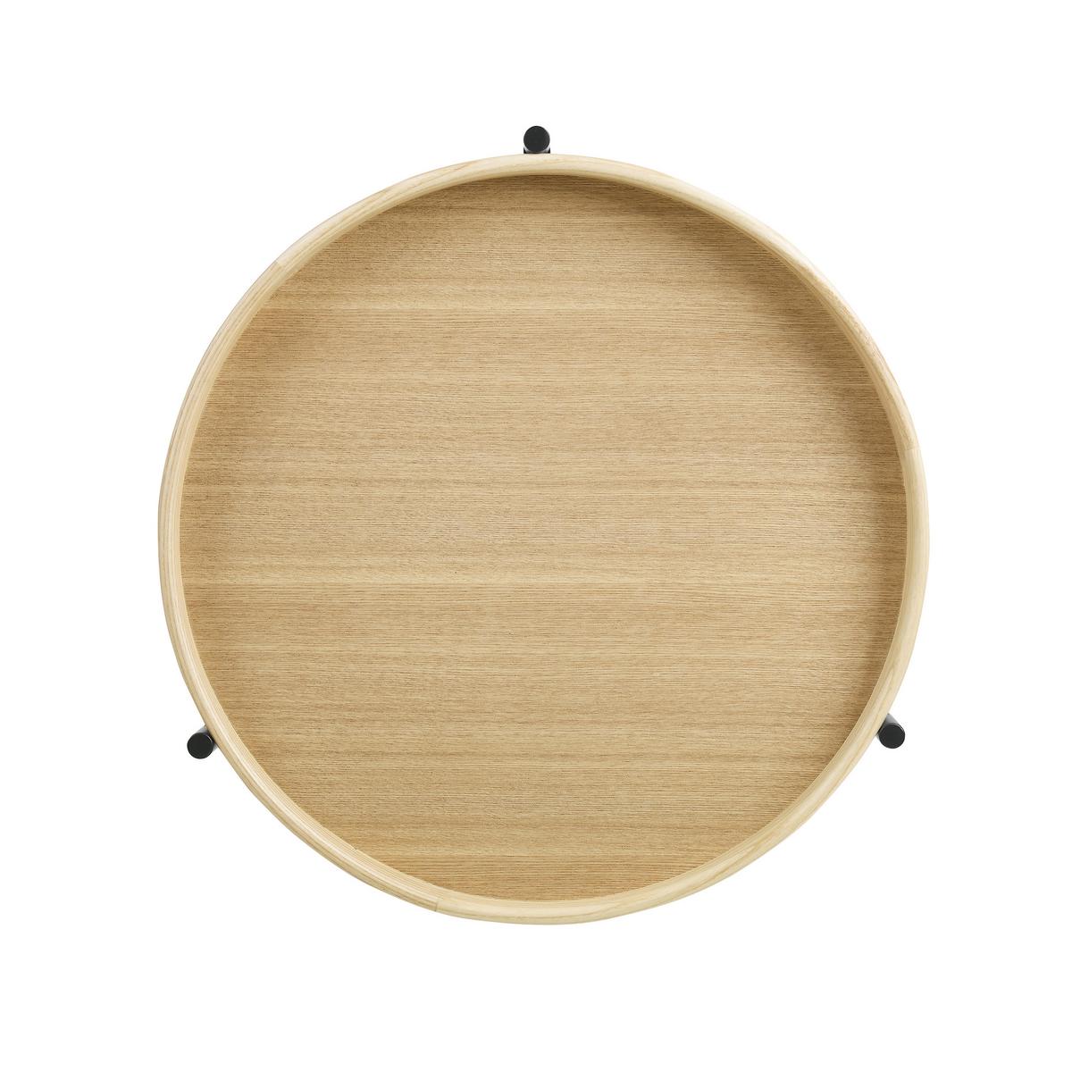 Set Klubskih Mizic Rund, Barva Hrasta, 2-Delni - črna/barve hrasta, Design, kovina/leseni material (44-69/44-69/49-39cm) - Livetastic