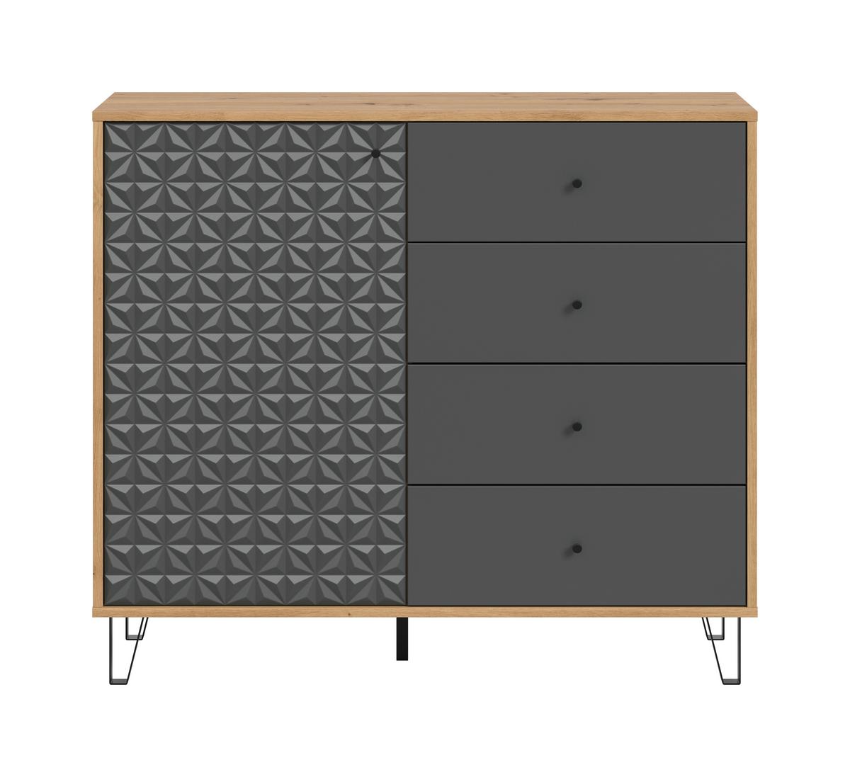 Higboard Prisma Anthrazit/Eiche Artisan - Anthrazit/Schwarz, Design, Holzwerkstoff/Kunststoff (110/96/40cm) - Livetastic