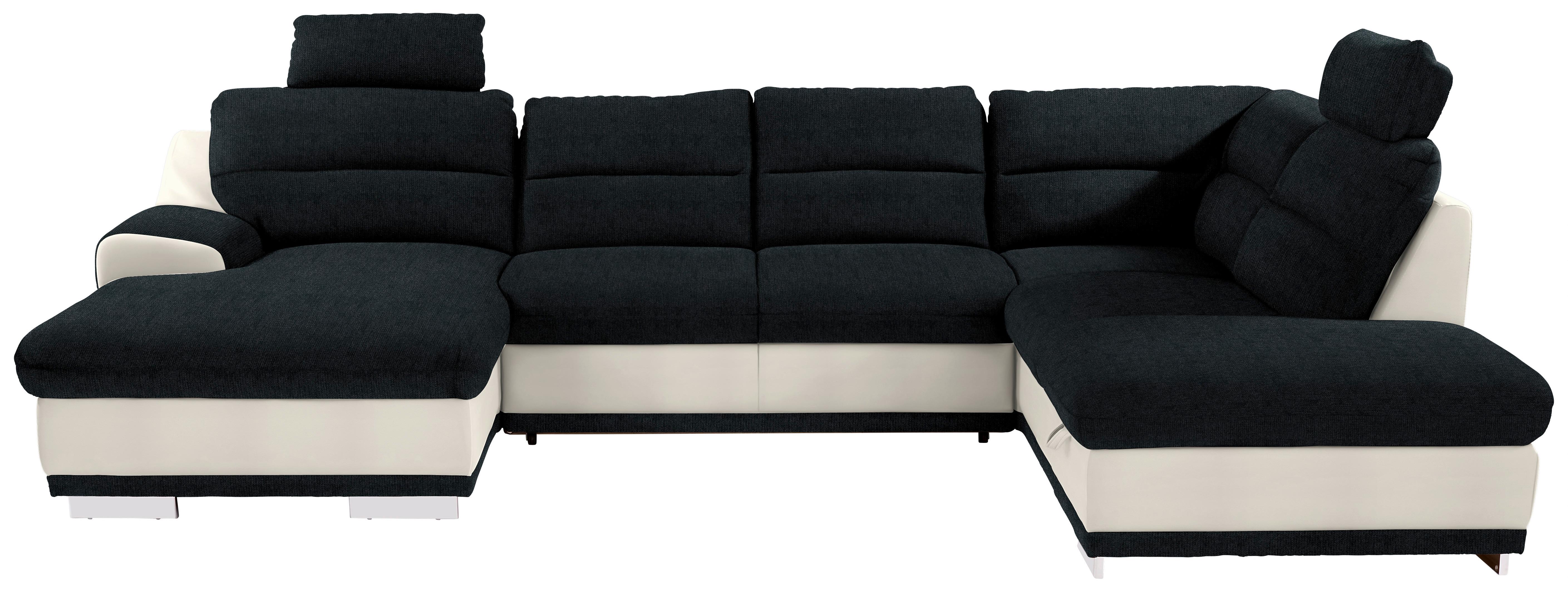 Sedežna Garnitura Seaside, Z Ležiščem, Predalom, Oblika U - barve kroma/črna, Konvencionalno, kovina/tekstil (165/334/218cm) - Premium Living