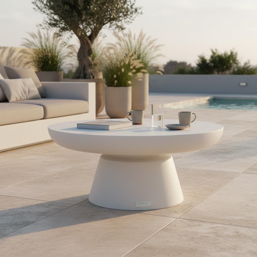 Loungetisch Kylix Weiß - Weiß, KONVENTIONELL, Stein (66/66/35cm) - Gardenson