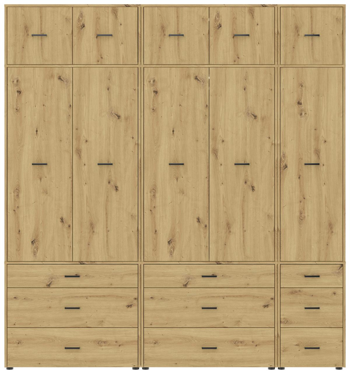 Kleiderschrank Kivo Eiche Artisan - Schwarz/Eiche Artisan, Basics, Holzwerkstoff/Kunststoff (225/239,40/52,1cm) - Based