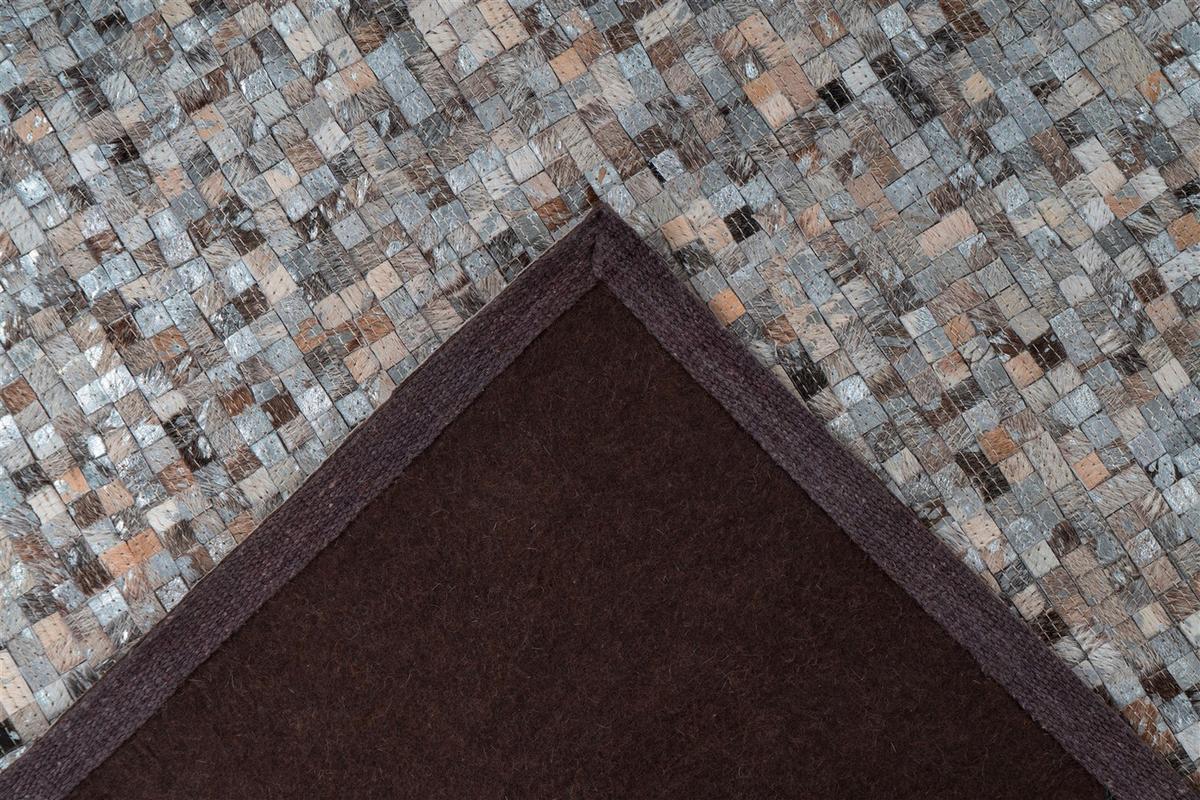 FLACHWEBETEPPICH FINISH 125 GRAU / SILBER - Silberfarben/Grau, Basics, Leder (200/290cm) - Kayoom