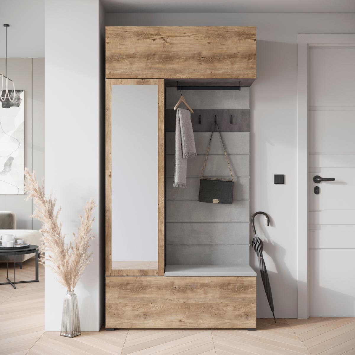 Garderobe Tejo Anthrazit/Kastanieneiche - Kastanieneichefarben/Anthrazit, Design, Holzwerkstoff (115/231,9/37,5cm) - Livetastic