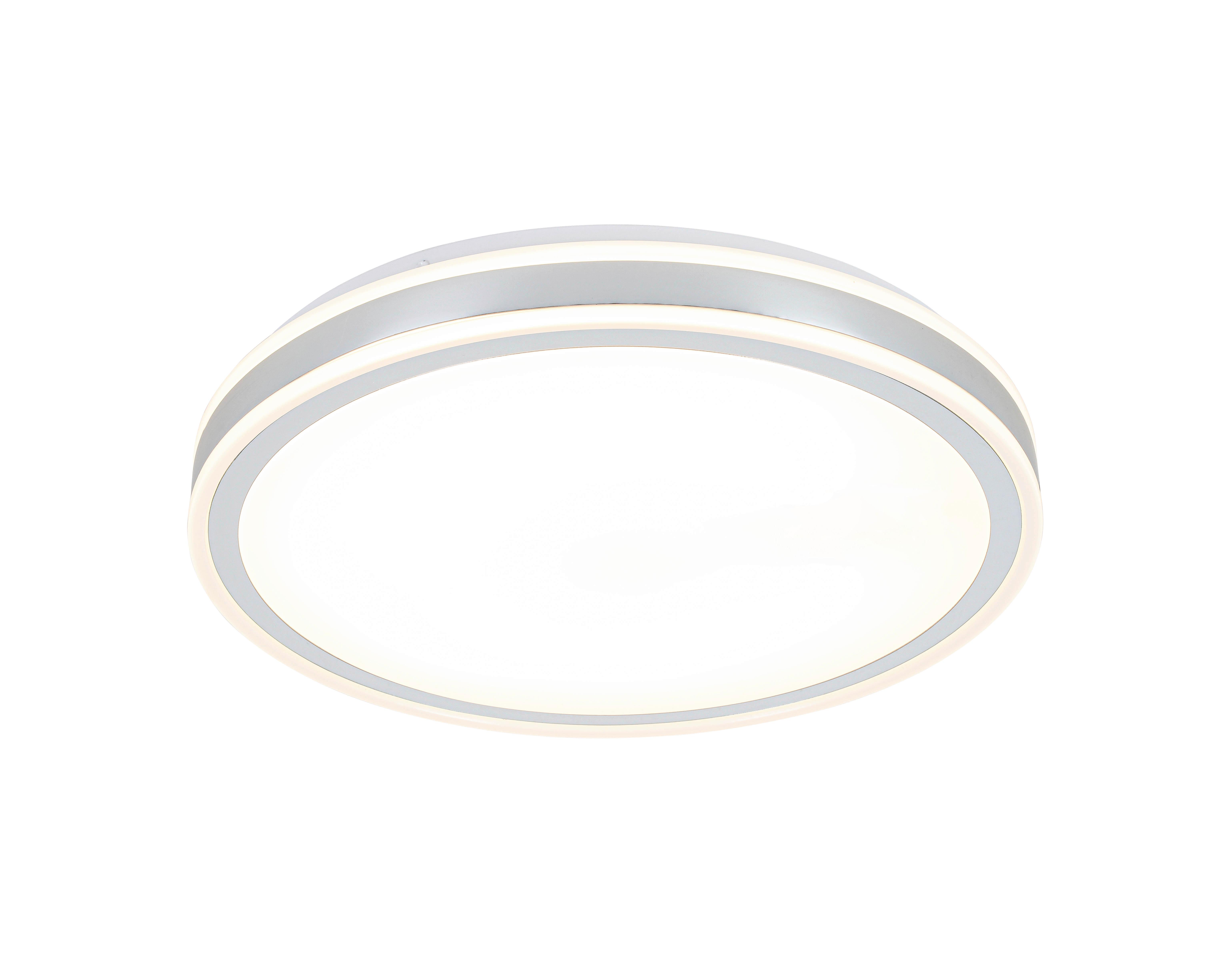 PLAFONNIER FARBI - Chromfarben/Weiss, Modern, Kunststoff/Metall (38/6cm) - Mömax