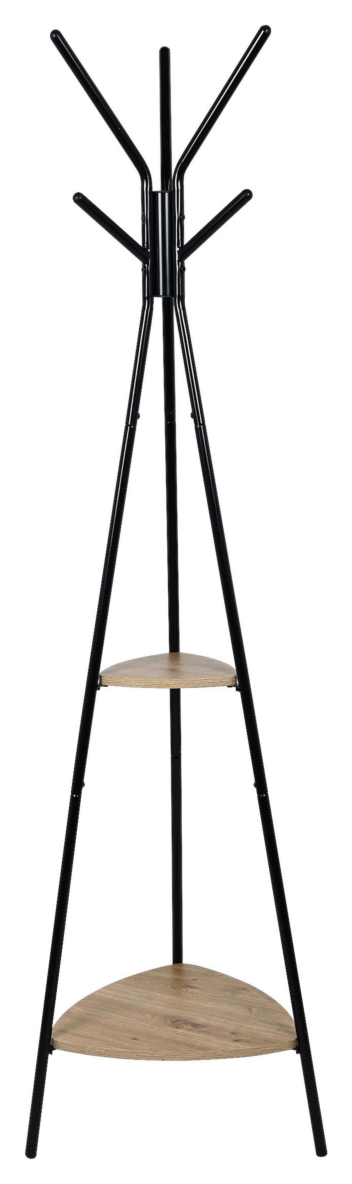 Stander haine MAILAND - culoare natur/negru, Modern, metal/material pe bază de lemn (49/179cm) - Modern Living
