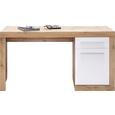 Schreibtisch in Weiß/Eichefarben - Eichefarben/Alufarben, MODERN, Holzwerkstoff/Kunststoff (150/76/60cm) - Mömax modern living Schreibtisch in Weiß/Eichefarben - Eichefarben/Alufarben, MODERN, Holzwerkstoff/Kunststoff (150/76/60cm) - Mömax modern living