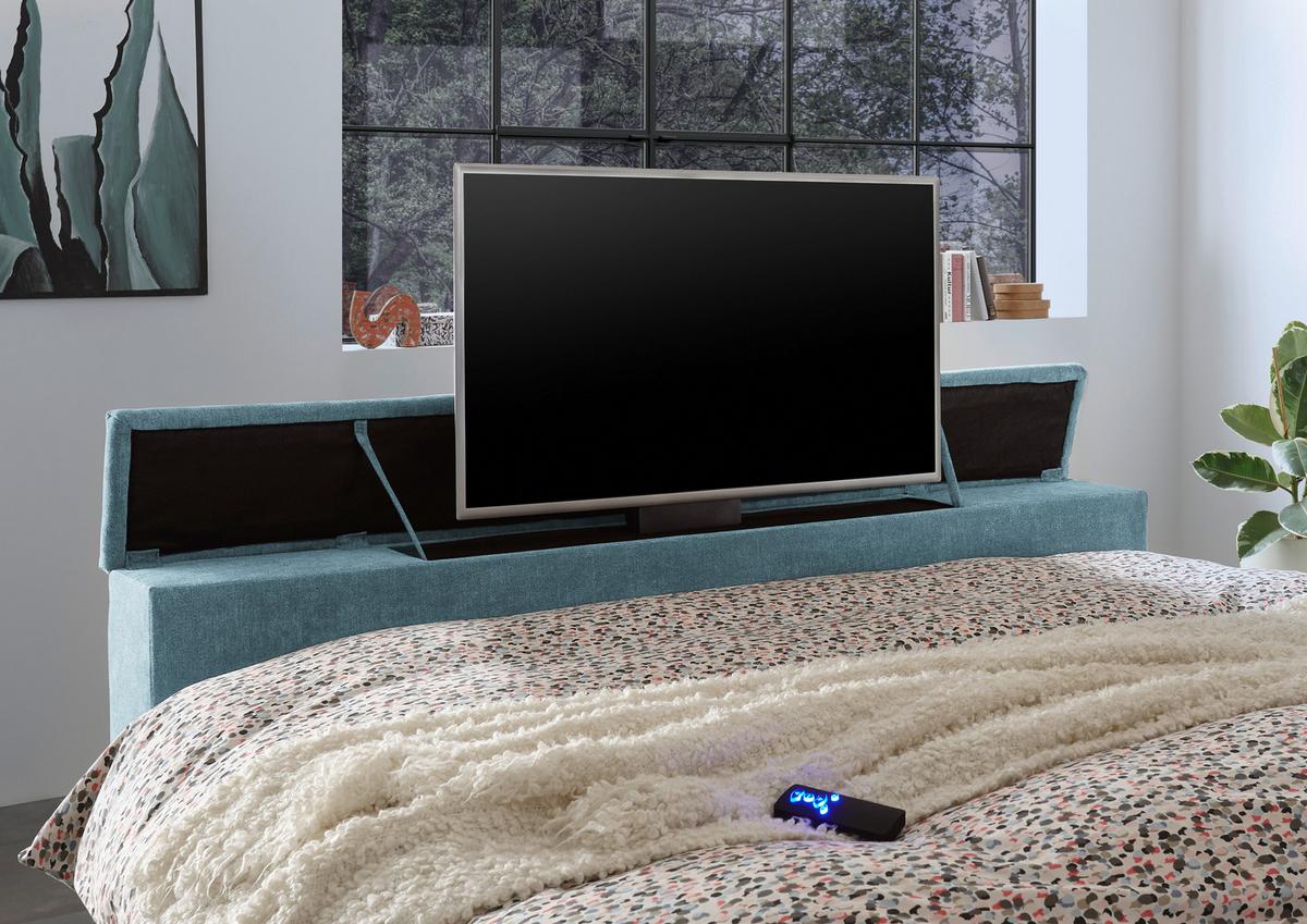 Boxspringbett Denver Blau ca. 180x200 cm mit Topper - Blau, KONVENTIONELL, Textil (180/200cm) - Carryhome