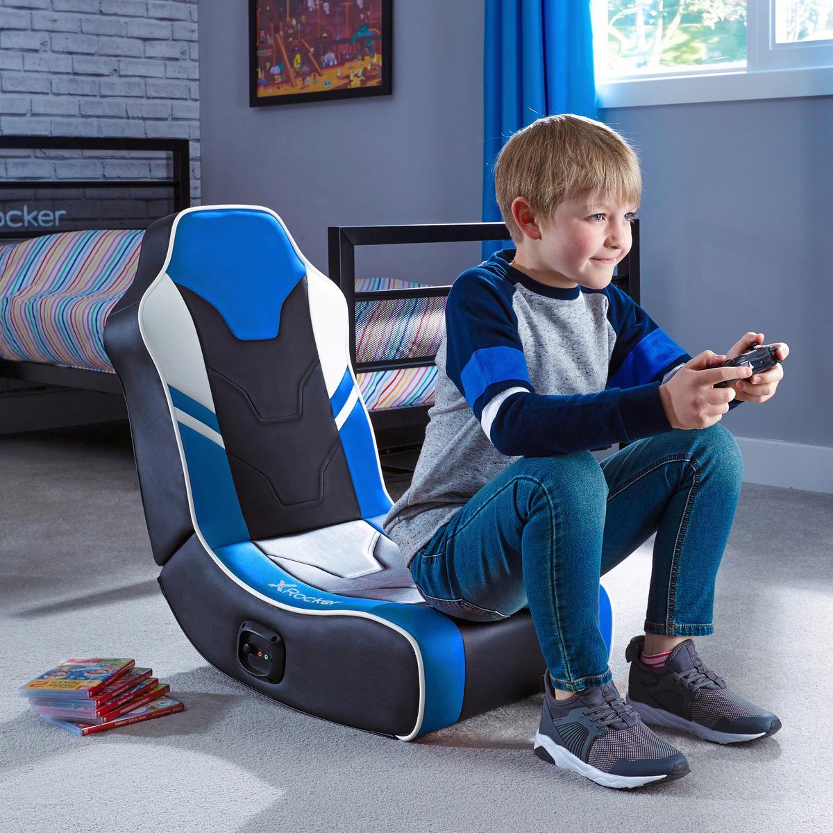 Gamingsessel Shadow 2.0 ca. 42x64x75 cm Blau/Weiß/Schwarz - Blau, MODERN, Textil (42/64/75cm) - X Rocker