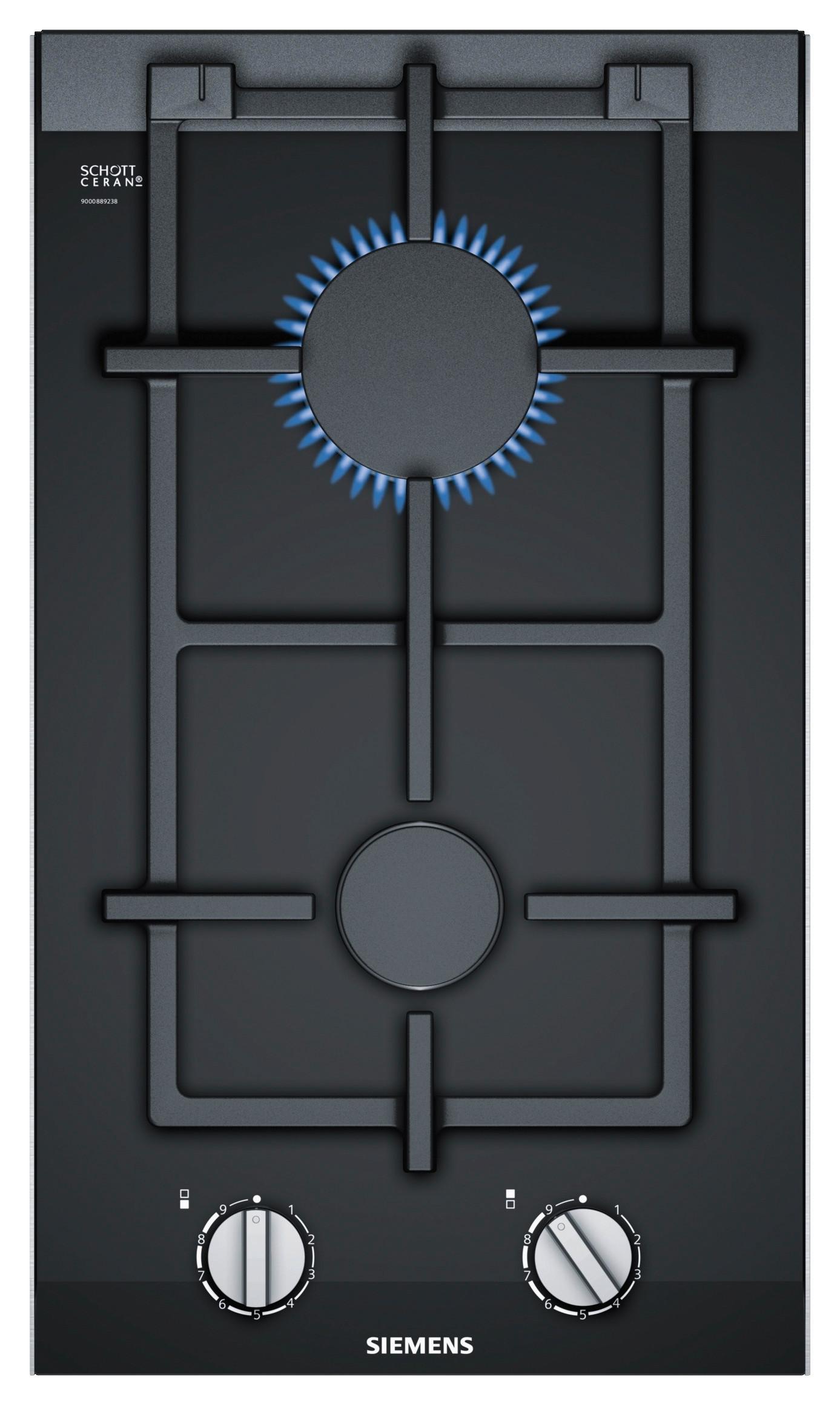 Gaskochfeld ER3A6BB70D Dominokochfeld, schwarz - Schwarz, KONVENTIONELL, Metall (30,2/4,7/52cm) - Siemens