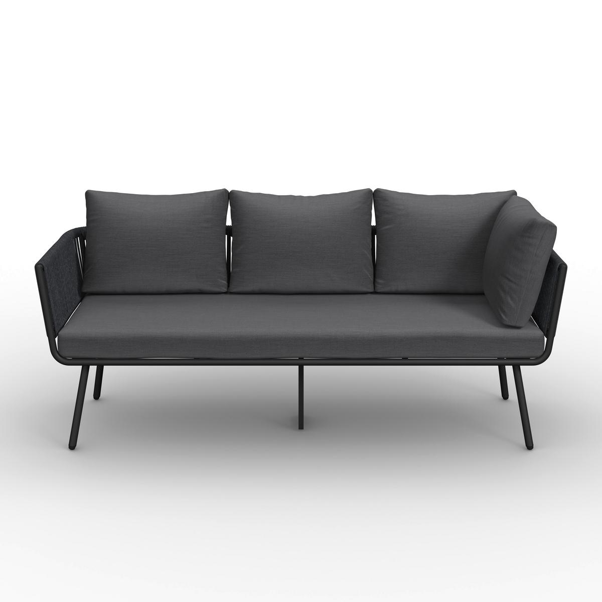 Jedilna Lounge Garnitura Camea, Temno Siva, 3-Delno - temno siva/barve hrasta, Moderno, kovina/umetna masa - Bessagi Garden