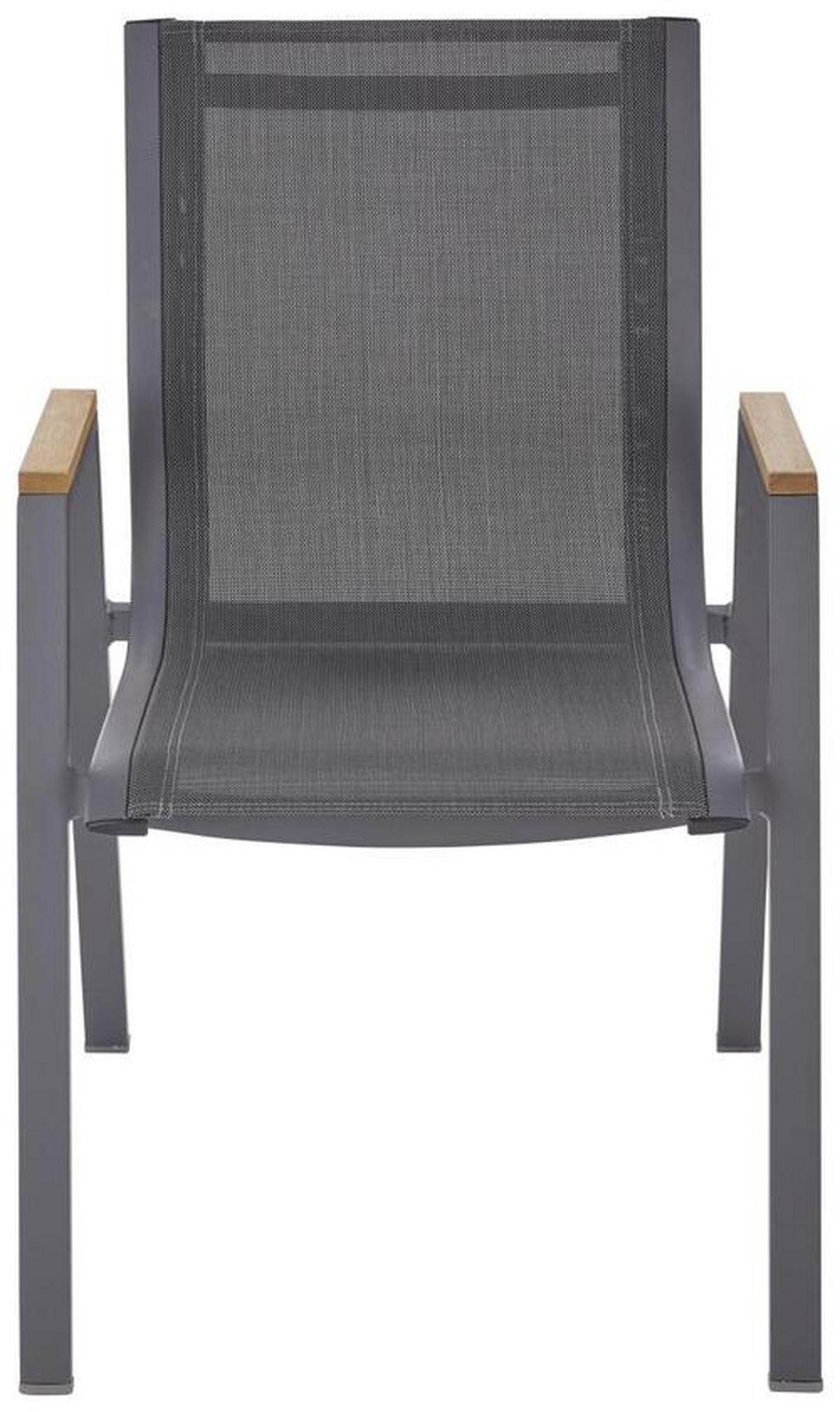 FOTEL SZTAPLOWANY HONOLULU - antracytowy/kolor naturalny, Basics, metal/drewno (55/88/65,5cm) - Mömax