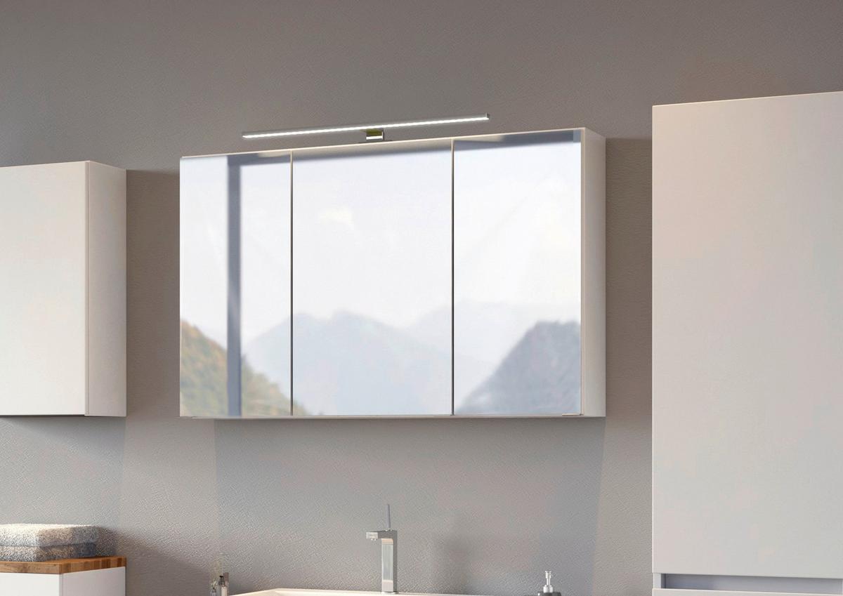 Spiegelschrank Pienza mit LED 3-türig ca. 100x64 cm Weiß - Weiß, Basics, Glas/Holzwerkstoff (100/64/20cm) - Held