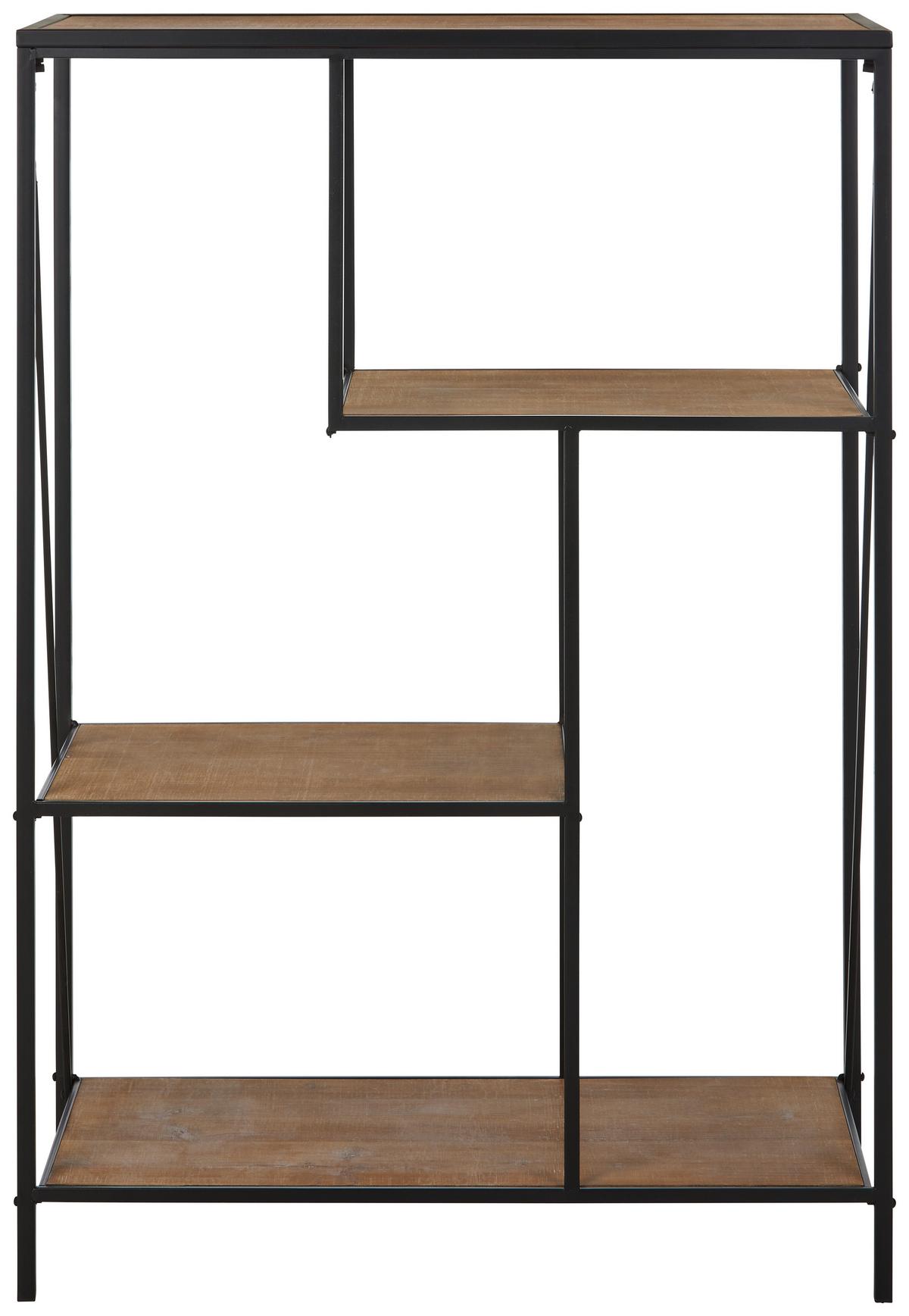 Regal Alcott - črna/naravne barve, Moderno, kovina/leseni material (77/114/35cm) - Mömax