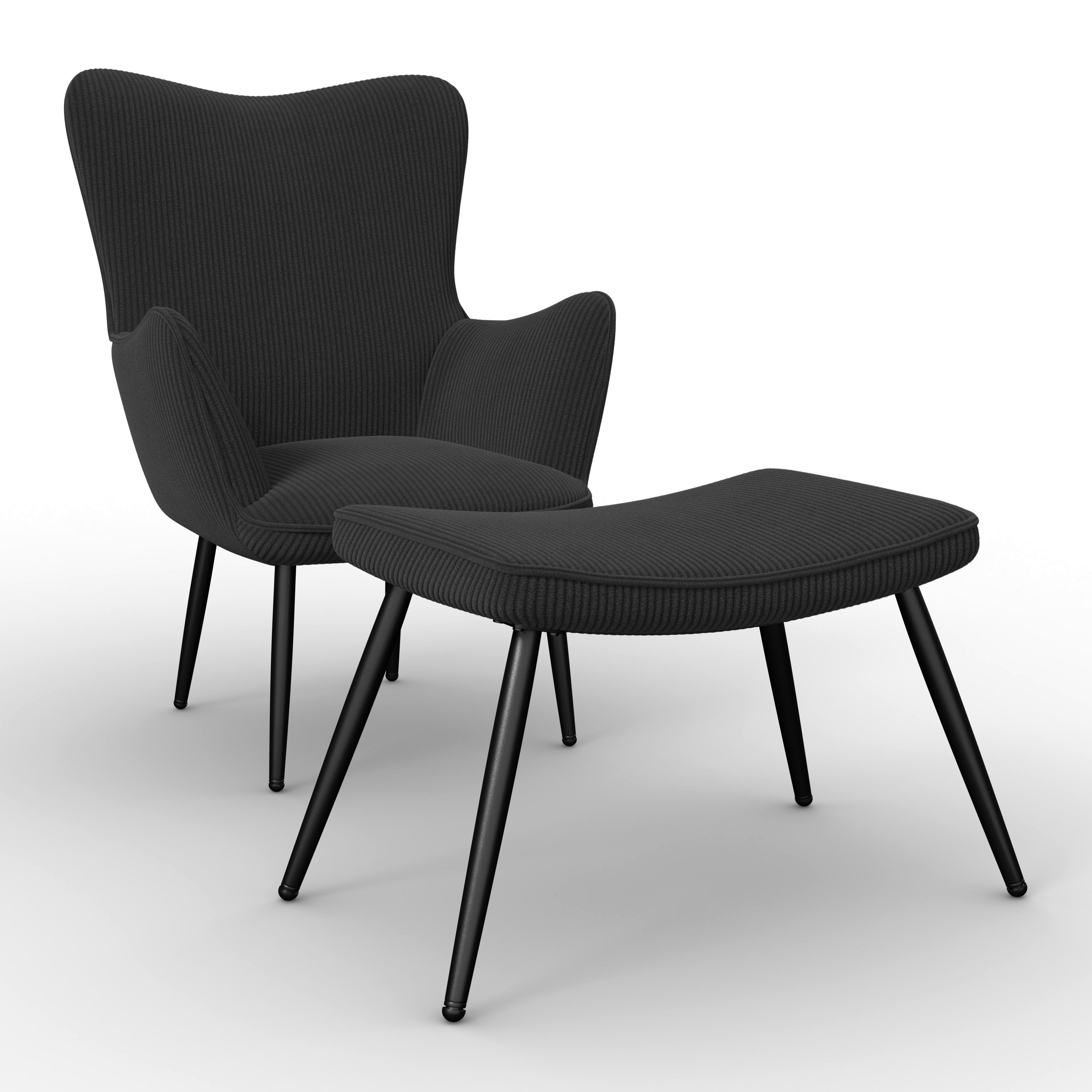 SCAUN DE RELAXARE AURORA - negru, Modern, lemn/metal (68/98/74cm) - Bessagi Home