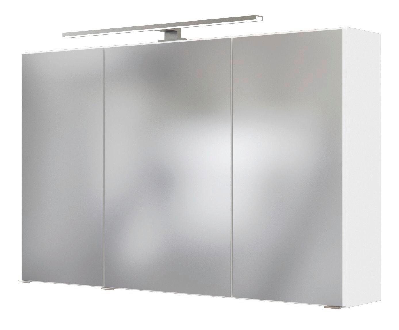 Spiegelschrank Milla II in Weiß - Edelstahlfarben/Weiß, MODERN, Glas/Holzwerkstoff (100/64/20cm) - Mömax