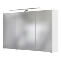 Spiegelschrank Milla II in Weiß - Edelstahlfarben/Weiß, MODERN, Glas/Holzwerkstoff (100/64/20cm) - Mömax