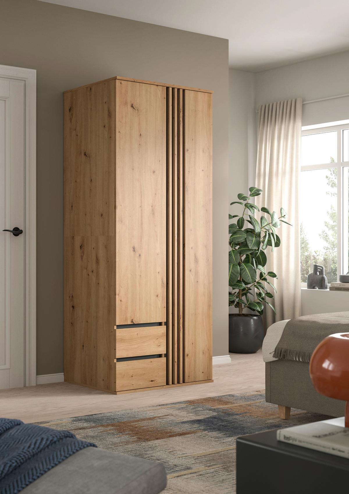 Drehtürenschrank TOFTA Eiche Artisan, Anthrazit - Anthrazit/Eiche Artisan, ROMANTIK / LANDHAUS, Holzwerkstoff (80/192/56cm) - Livetastic
