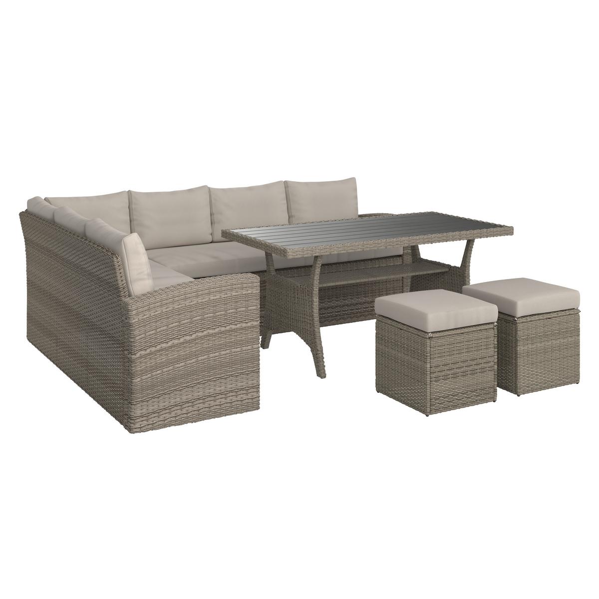 Loungegarnitur-Set Alex Links in Hellgrau - Hellgrau/Grau, MODERN, Holzwerkstoff/Kunststoff (179cm) - Mömax