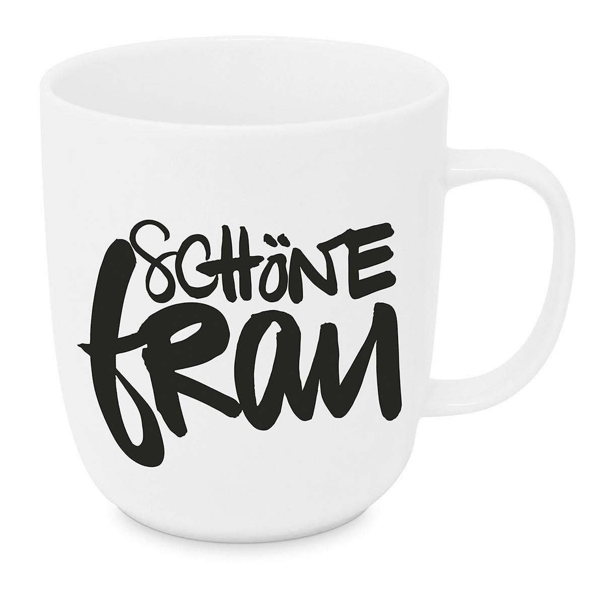 Kaffeebecher Schöne Frau aus Porzellan ca. 350ml - Schwarz/Weiß, MODERN, Keramik (9/10cm)