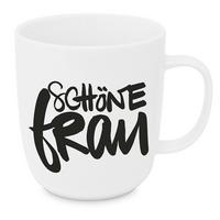Kaffeebecher Schöne Frau aus Porzellan ca. 350ml - Schwarz/Weiß, MODERN, Keramik (9/10cm)